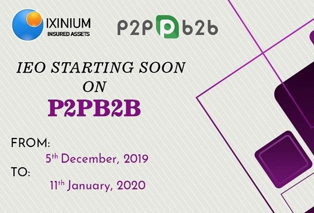 Ixinium to Announce IEO Launching on December 5th on P2PB2B