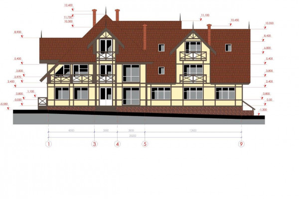 Гостиница 1474 м2 фасад трасса Н09 курорт Буковель 14 км